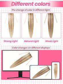 1Pc Ribbon Tie Wrap Around Straight Ponytail Human Hair Extension 12P613# Extensions For Women Daily Use Easy To Wear Hair Extensions