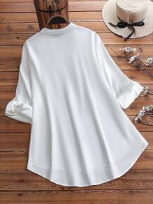 Lacomfia Plus Size damska bluzka jednorzędowa z okrągłym dekoltem i wzorem motyla, swobodna, w stylu arabskim