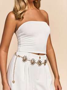 SHEIN PETITE White Color Tube Top, Date Night, Going Out Top, Basic Top, Beach,Summer Tube Top,Crop Tops,Summer Tops,White Top - White - View 6