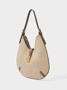 SHECARRY 女士单肩包 绒面皮革 秋季 冬季 校园 旅行 通勤 工作 优雅 精致 - 卡其色 - 查看 3