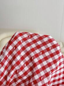 SHEIN EZwear 大码女式夏季格子宽松连体裤 - 紅色 - 查看 7