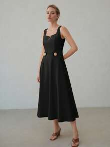 MOTF PREMIUM SQUARE NECK ZIPPER DRESS
