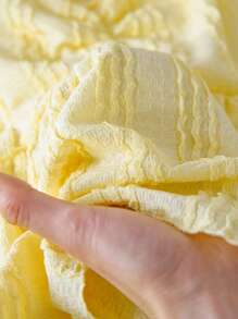 CosyJoli Plus Size Casual Minimalist Keyhole Neck Cap Sleeve Yellow Women T-Shirt Top