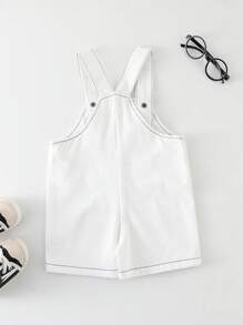 SHEIN Infant Boys' Casual Chic Plain White Cargo Romper, Minimalist Style, Comfortable & Versatile For Outings And Daily Wear, Suitable For Spring/Summer - White - View 2