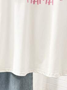 SHEIN Conjunto de camisetas a juego "Mamá y yo", camiseta casual cómoda de mujer con cuello redondo y manga corta, con lazo estampado y lazo de malla, amor madre-hija, regalo del Día de la Madre - Blanco - Ver 6