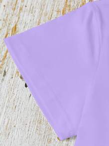 INAWLY maglietta casual da donna a maniche corte con scollo rotondo, stampa di lettere e sorrisi, versatile, estiva - Viola malva - Visualizzare 3