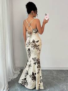 Elenzga 时尚、性感、优雅的系带美人鱼设计女式连衣裙