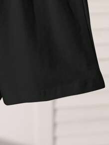 Casual Minimalist Pattern Short Sleeve Round Neck T-Shirt Set Clothes Summer T Shirt  For Summer - Black - View 3