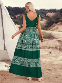 LanaWest Vestido con estampado floral y volante en el bajo para mujer, ideal para vacaciones