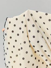 SHEIN MOD Asymmetric Bow Knot Ruched Hem Polka Dot Print Blouse