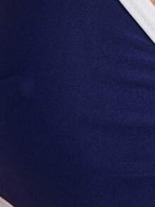 Nöista Swim Ladies Spaghetti Strap Top Summer Style Beach Triangle Swim Bottoms Contrast Pipping - Blue - View 6