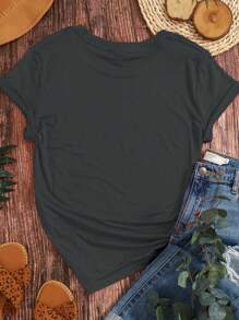 SHEIN LUNE Floral Pattern&Wear Comfortably&Round Neck T-Shirt&Summer&Spring,Women's Clothing Graphic Tees Women Tops