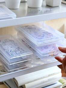 3pcs Stickers Plastic Storage Box Organizer Back To School - Clear - View 1