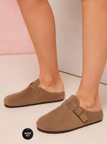 SHUZIA Zuecos de mujer con plantilla de corcho de ajuste amplio, punta redonda y hebilla ajustable - Gris Claro - Ver 7