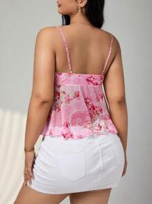 SHEIN ICON Camiseta de tallas grandes con estampado de paisley en malla, adecuada para el verano y las vacaciones
