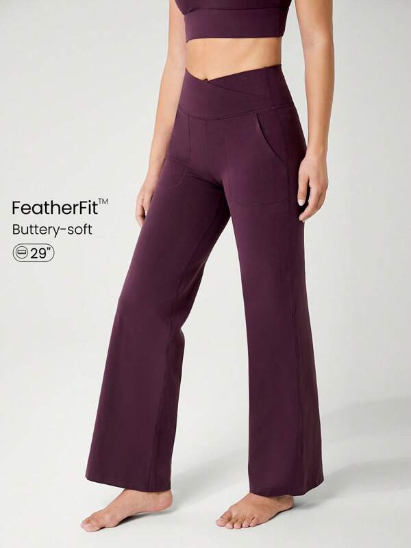 GLOWMODE 29" FeatherFit™ Crossover Wide Leg Pocket Pants Daily Casual Fall