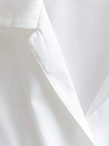 Franclia Damen Einfarbiges Lässig Kurzkleid mit umgeschlagenem Kragen, Kurzarm und Gürtel um die Taille