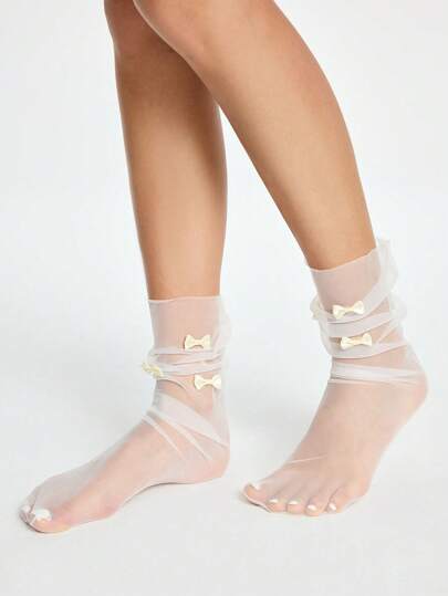 Kawaii 1 Pair Cute & Sweet Bow Design Women Long Over-The-Knee Socks