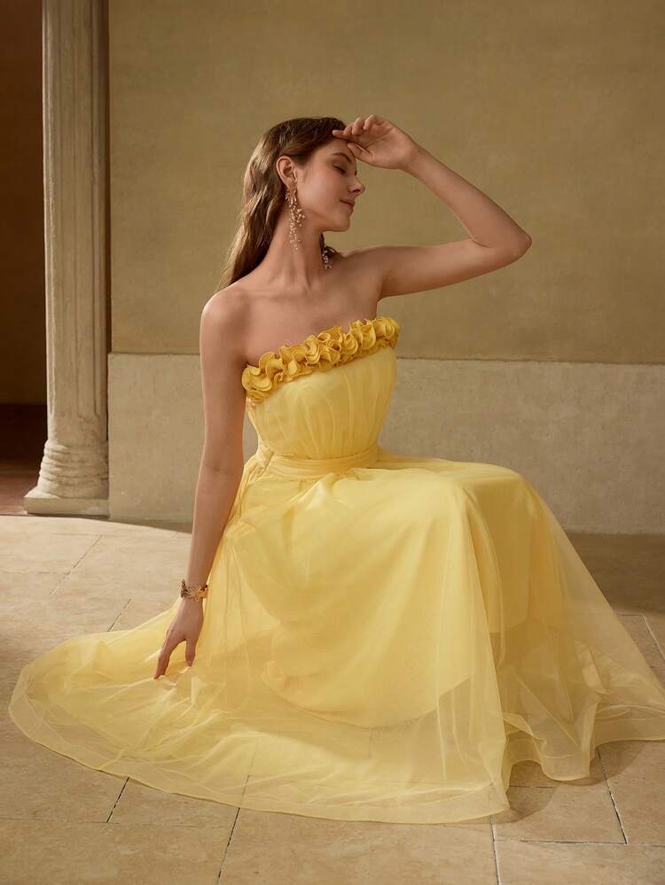 GATHERED FLOWY COCKTAIL DRESS