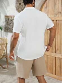 Manfinity Homme 男士休闲纽扣短袖衬衫和抽绳短裤套装男士衬衫夏季精美衬衫男士夏季衬衫