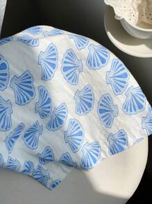 Comfortcana 女士全印花打结休闲度假裤 - 藍色 - 查看 5