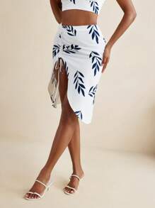 Kiitan Luxe High Waist Ruching Midi Skirt Women Summer Vacation Beach Outfit Going Out Holiday