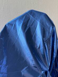 Coolane Y2K 银色 PU 涂层阔腿降落伞裤，松紧腰，有口袋 - 藍色 - 查看 5