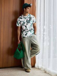 SWAVVY Playeras para hombre con corte ajustado, cuello redondo, mangas cortas, con dibujos gráficos florales, ropa casual y de moda para hombres en verano - Multicolor - Ver 1