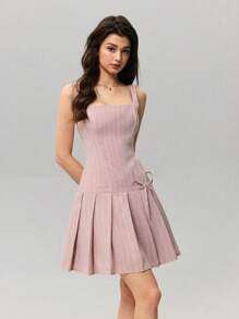 SHEIN MOD Women Pink Striped Spaghetti Strap Summer Dress