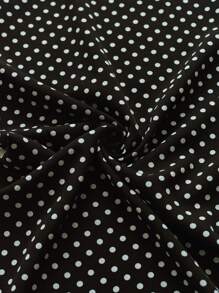 Écloséra Stylish V-Neck Bowknot Polka Dot Spaghetti Strap Backless Wide-Leg Jumpsuit, High Waisted, Elegant Design - Black - View 7
