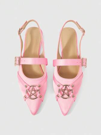 Kawaii Elegant Fashion Casual Pointy Toe Flat Shoes, Gothic Style Silk Fabric Pink Flat Shoes, Suitable For Party, Daily Wear, Evening Dress
