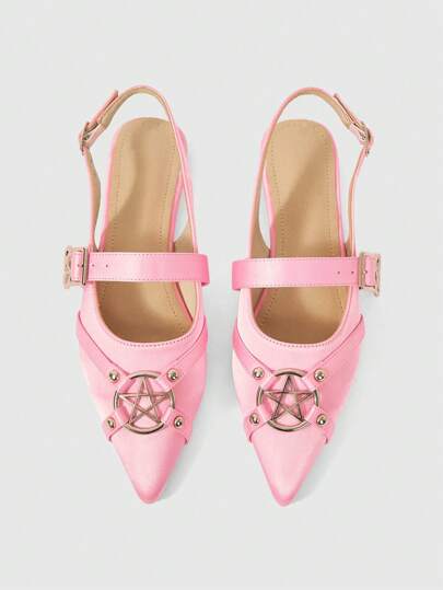 Kawaii Scarpe casual ed eleganti a punta con tacco piatto, stile gotico in tessuto di seta rosa, adatte per festa, uso quotidiano, abiti da sera