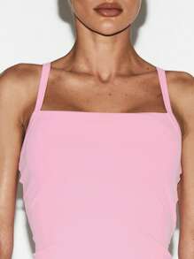 MUSERA ESSENTIALS Slinky Strappy Vest Top Basic Airport Outfits Holiday Comfy Cute Fall - Pink - View 6