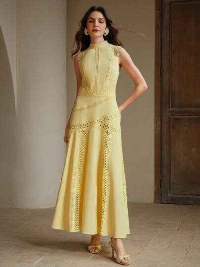 Anewsta Vestido minimalista vintage francés de cintura ceñida, asimétrico, con bordados, de hombros descubiertos y sin mangas, de silueta delgada, de estética suave