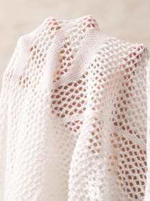 Swim Chiccia Conjunto de 2 piezas para verano: top corto calado de unicolor sin espalda y pantalones acampanados de talle alto tipo pareo para cubrir el traje de baño - Blanco - Ver 6
