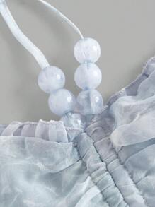 SHEIN MOD 蓝色荷叶边领口节日连衣裙