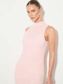 KIZN Vestito corto con collo alto, con paillettes, adatto per serate, feste in discoteca, occasioni speciali, senza maniche, attillato, glamour e affascinante