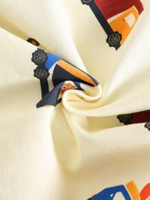 SHEIN 3件套男女通用婴儿情人节汽车和心形图案圆领短袖连体衣套装 - 藍色 - 查看 8