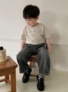 Hapijoa Toddler Boys' Casual Washed Gradient Loose Straight Jeans - Grey - View 1
