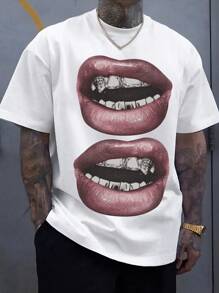Manfinity ZONE917 Men's Fashionable Street Style Sexy Lip Print T-Shirt, Summer