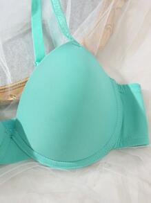 1pc Women's Solid Color Comfortable Underwire Bra - Blue - View 4