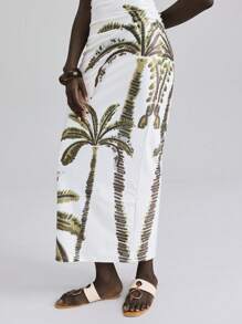 Ontre Robe d'été 2025 pour femmes avec imprimé palmier, convient pour le Jour de l'Indépendance, la plage, les vacances, la remise des diplômes, le bureau, la plage, les vacances, le thé, les fêtes, les vacances, le style casual, le style rétro vintage