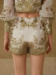 MOTF PREMIUM FLORAL PRINT ZIPPER SHORTS