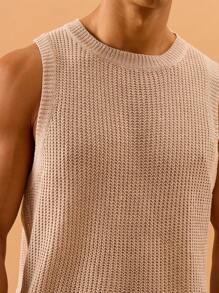 Musero Gilet senza maniche a costine lavorato a maglia, per strati autunnali e invernali