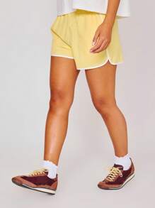 MUSERA 低腰撞色滚边飘逸修身跑步短裤，夏季可爱度假休闲Y2K 90年代风格时尚优雅