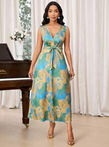 EMERY ROSE Váy len cổ chữ V không tay in họa tiết cho nữ - Nhiều màu - Xem 4
