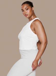 MUSERA 加大码工字领无袖背心，假日、优雅、休闲春季夏季复活节穿搭 - 白色 - 查看 2