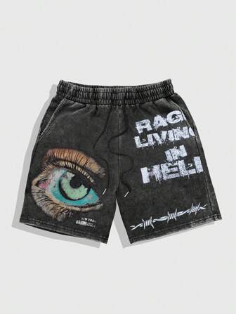 Street Life Pantalones cortos casuales de verano para hombres con cintura elástica, cordón y diseño creativo, para volver a la escuela