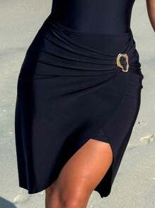 Swim Mulvari 女士纯色沙滩/度假泳裤 - 黑色 - 查看 1