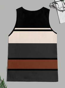 Manfinity Homme Áo ba lỗ in họa tiết sọc màu tối giản cho nam - Nhiều màu - Xem 5